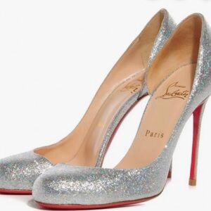 Christian Louboutin Silver Glitter Heels